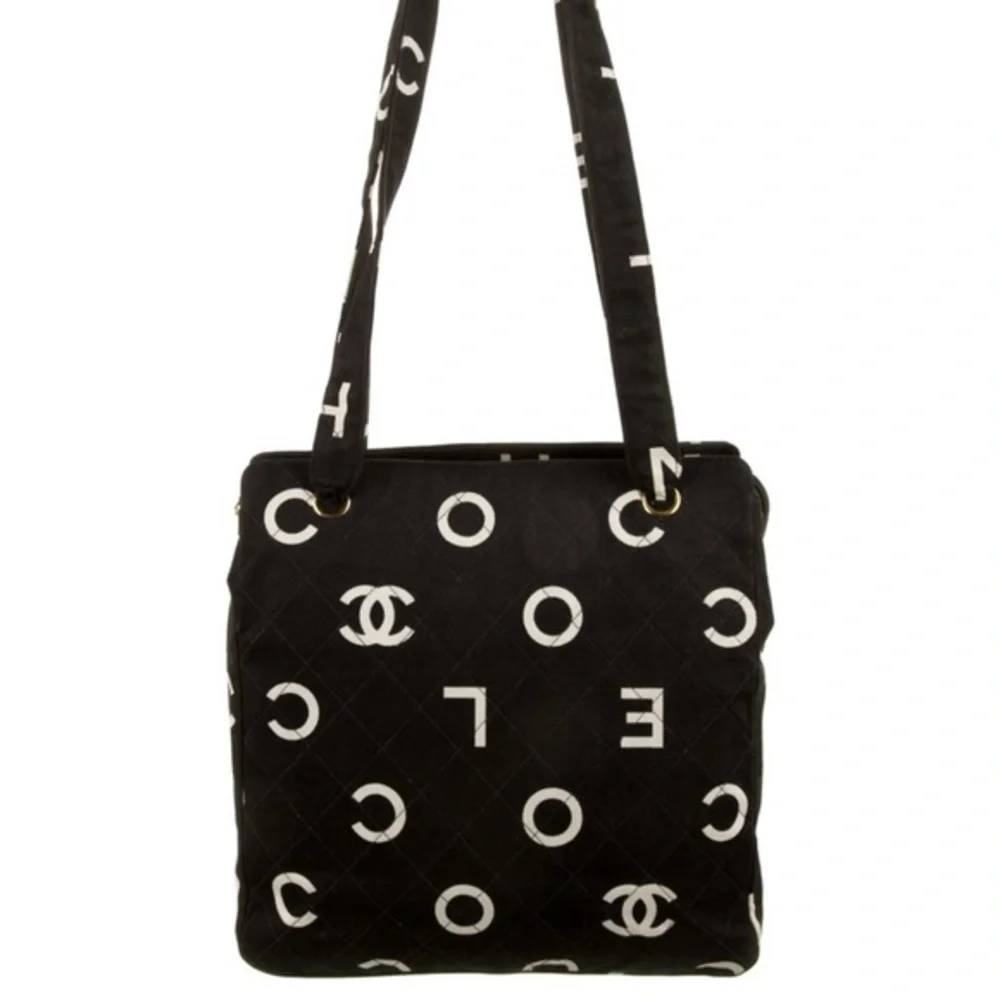 Chanel Vintage Logo Canvas Tote